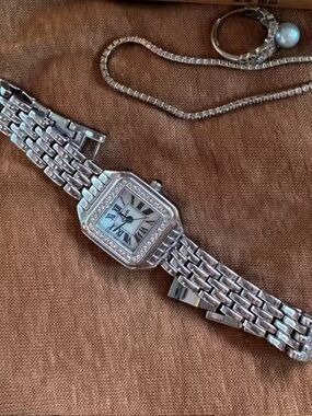 Classic Panthere silver rectangle stainless women’s watch Adjustable Strap Tool